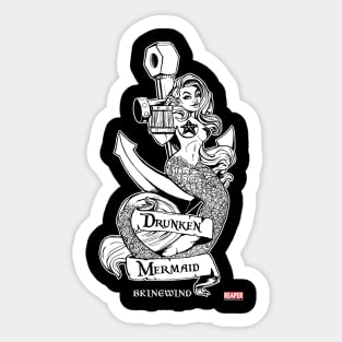 ReaperCon 2020 Drunken Mermaid Veritcal B&W T-Shirt Sticker